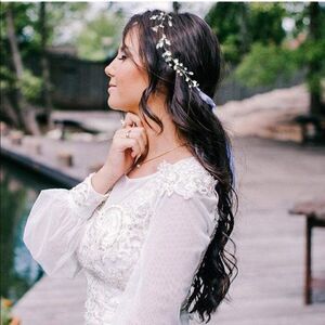 Flower Bride Wedding Hair Vine Silver Pearl Hair Piece Crystal Headpiece
